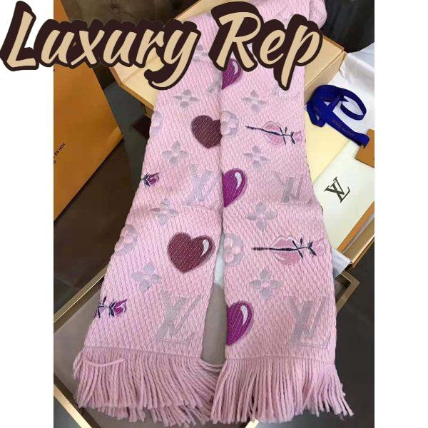 Replica Louis Vuitton LV Women Logomania A La Folie Scarf with Silk Wool-Pink 5