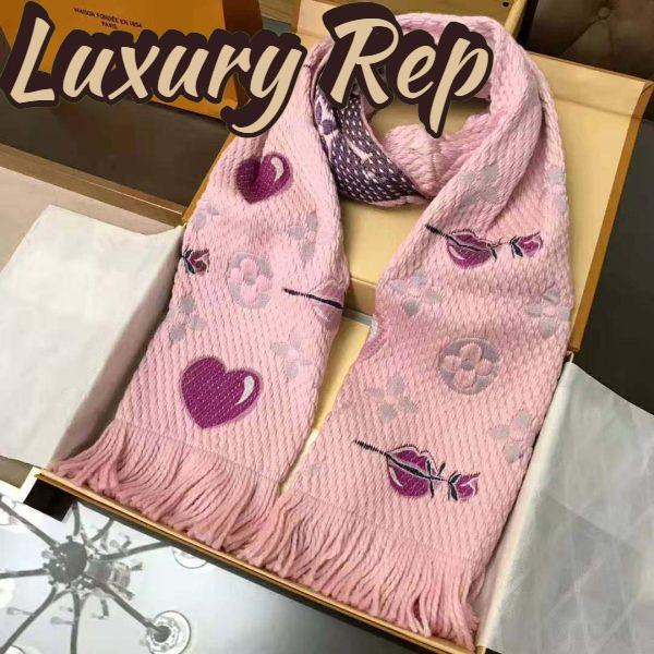 Replica Louis Vuitton LV Women Logomania A La Folie Scarf with Silk Wool-Pink 6