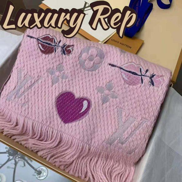 Replica Louis Vuitton LV Women Logomania A La Folie Scarf with Silk Wool-Pink 7