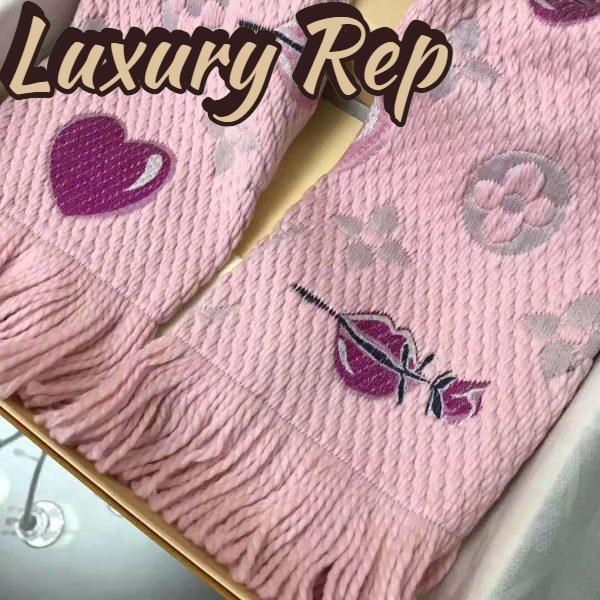Replica Louis Vuitton LV Women Logomania A La Folie Scarf with Silk Wool-Pink 8