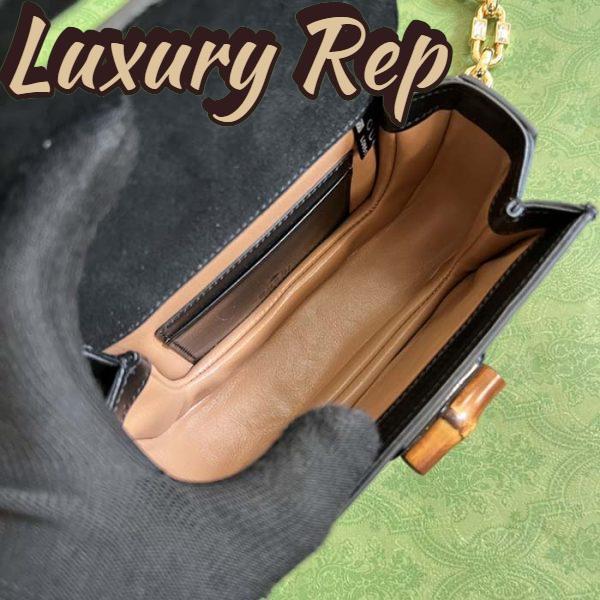 Replica Gucci Women Bamboo 1947 Mini Top Handle Bag Black Patent Leather 10