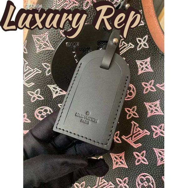 Replica Louis Vuitton LV Women Carmel Hobo Bag Black Perforated Mahina Calf Leather 9