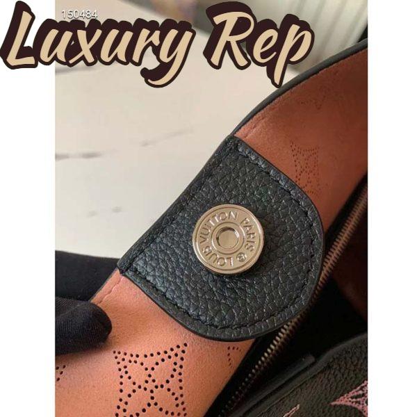 Replica Louis Vuitton LV Women Carmel Hobo Bag Black Perforated Mahina Calf Leather 11