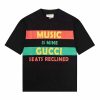 Replica Gucci GG Men Gucci 100 Cotton T-Shirt Black Cotton Jersey Crewneck Oversize Fit