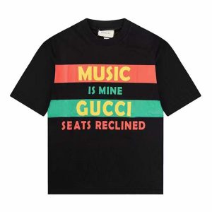 Replica Gucci GG Men Gucci 100 Cotton T-Shirt Black Cotton Jersey Crewneck Oversize Fit 2