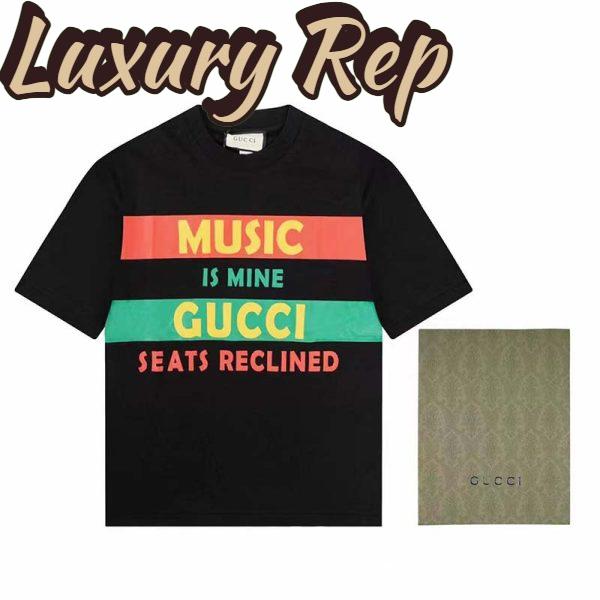 Replica Gucci GG Men Gucci 100 Cotton T-Shirt Black Cotton Jersey Crewneck Oversize Fit 3