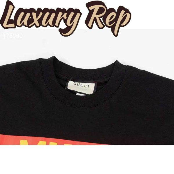 Replica Gucci GG Men Gucci 100 Cotton T-Shirt Black Cotton Jersey Crewneck Oversize Fit 7