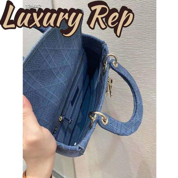 Replica Dior Women Medium Lady D-Lite Bag Cannage Embroidery-Navy 7