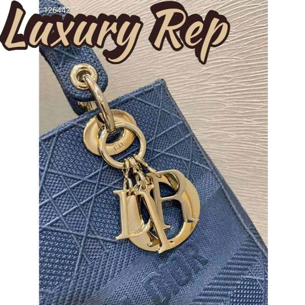 Replica Dior Women Medium Lady D-Lite Bag Cannage Embroidery-Navy 10