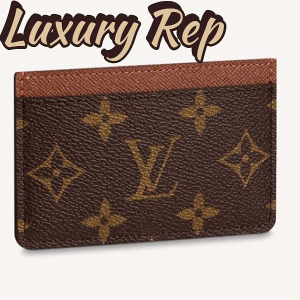 Replica Louis Vuitton LV Unisex Card Holder Wallet Brown Monogram Coated Canvas