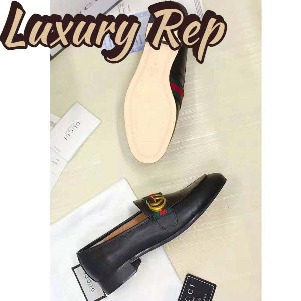 Replica Gucci Men Leather Loafer with GG Web Shoes-Black 15