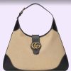 Replica Gucci Women GG Aphrodite Medium Shoulder Bag Beige Black Cotton Canvas Black Leather 15