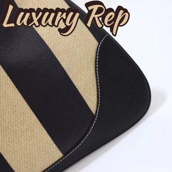 Replica Gucci Women GG Aphrodite Medium Shoulder Bag Beige Black Cotton Canvas Black Leather 10