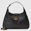 Replica Gucci Women GG Aphrodite Medium Shoulder Bag Beige Black Cotton Canvas Black Leather 14