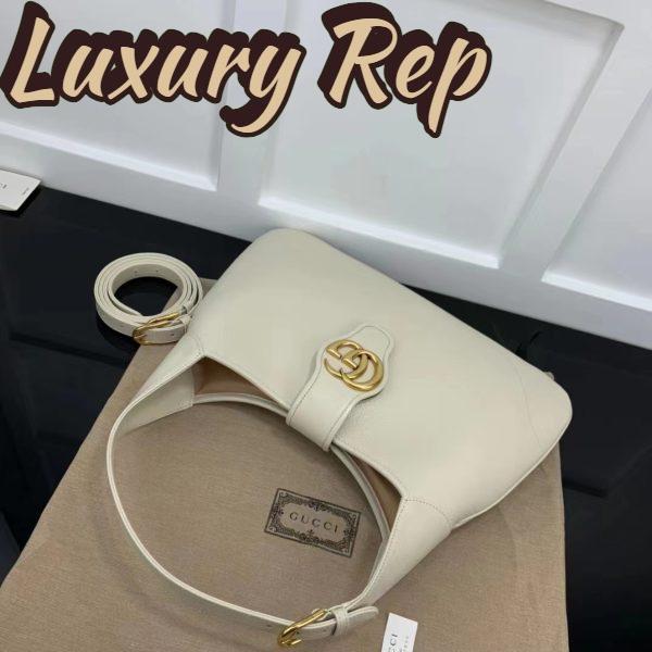 Replica Gucci Women GG Aphrodite Medium Shoulder Bag White Soft Leather Double G 6