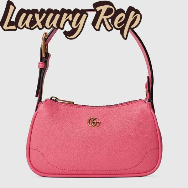Replica Gucci Women GG Aphrodite Mini Shoulder Bag Double G Pink Soft Leather