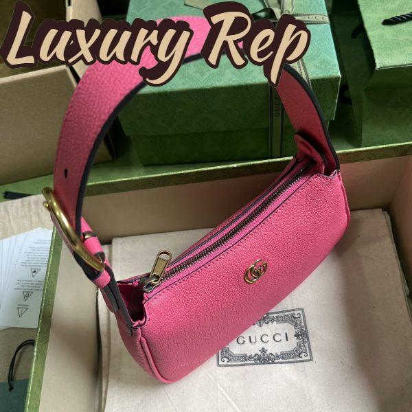 Replica Gucci Women GG Aphrodite Mini Shoulder Bag Double G Pink Soft Leather 5