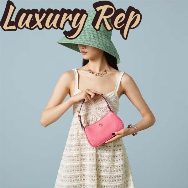 Replica Gucci Women GG Aphrodite Mini Shoulder Bag Double G Pink Soft Leather 12