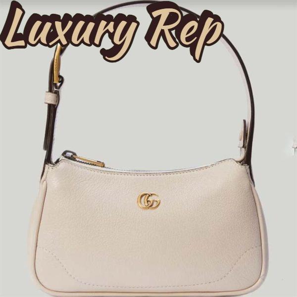 Replica Gucci Women GG Aphrodite Shoulder Bag Double G White Leather Zip Closure