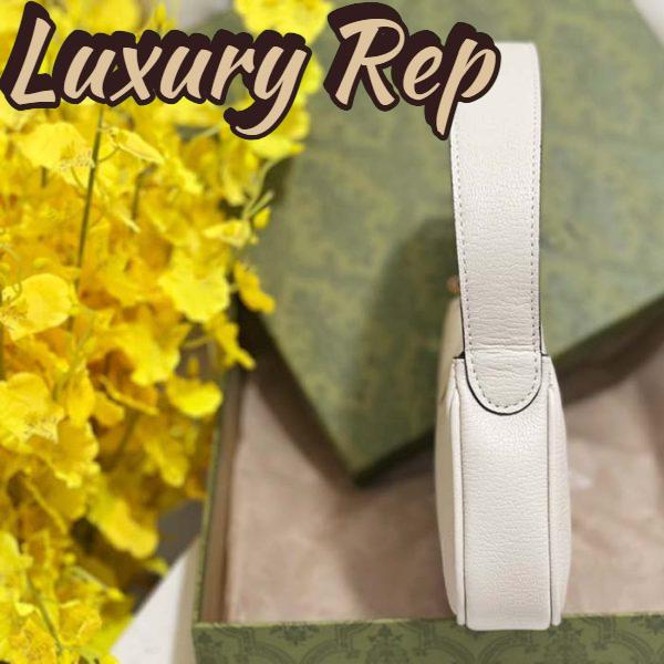 Replica Gucci Women GG Aphrodite Shoulder Bag Double G White Leather Zip Closure 7