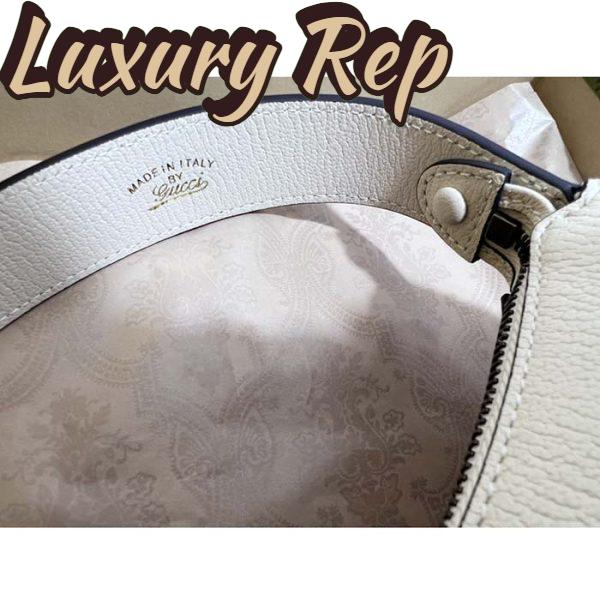 Replica Gucci Women GG Aphrodite Shoulder Bag Double G White Leather Zip Closure 10