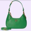 Replica Gucci Women GG Aphrodite Small Shoulder Bag Green Soft Leather Double G
