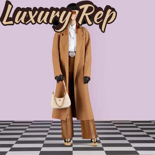 Replica Gucci Women GG Aphrodite Small Shoulder Bag White Soft Leather Double G 12