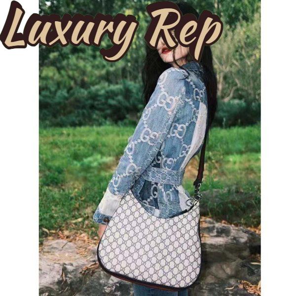Replica Gucci Women GG Attache Large Shoulder Bag Beige Blue GG Supreme Canvas 14