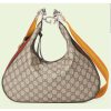 Replica Gucci Women GG Attache Large Shoulder Bag White Leather Green Yellow Web 13