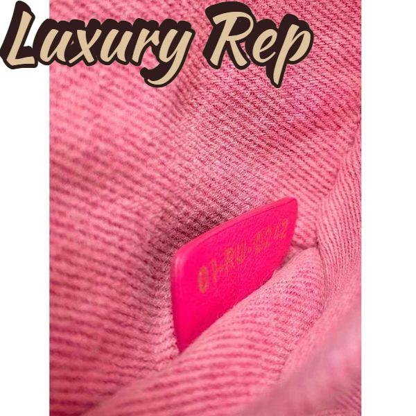 Replica Dior Women Lady D-Joy Bag Bright Pink Cannage Denim 22