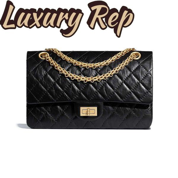 Replica Chanel Women 2.55 Handbag in Aged Calfskin Leather-Black