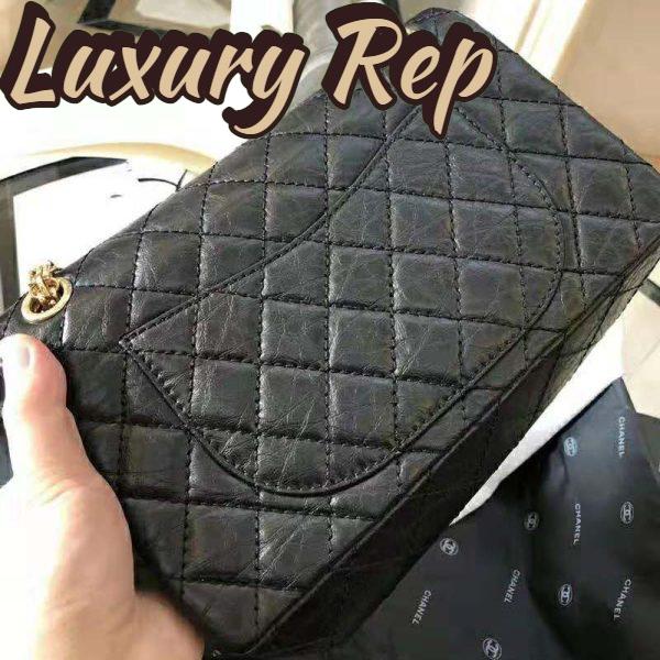 Replica Chanel Women 2.55 Handbag in Aged Calfskin Leather-Black 6