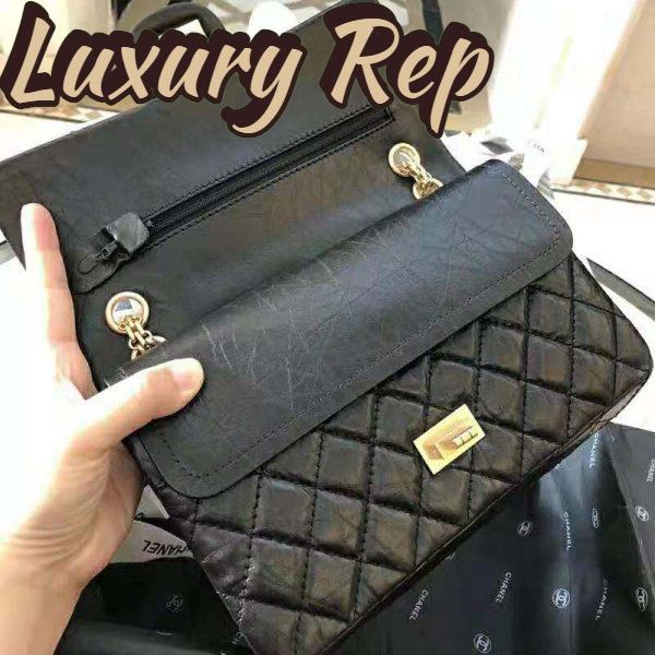 Replica Chanel Women 2.55 Handbag in Aged Calfskin Leather-Black 8
