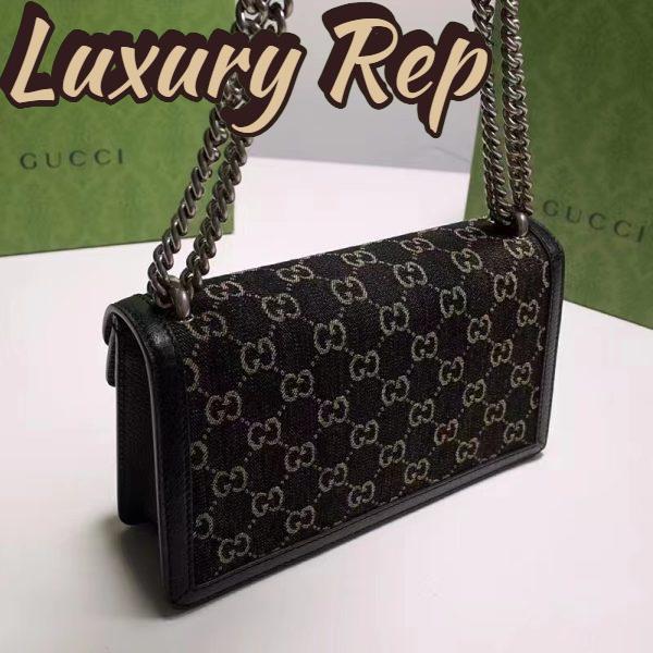 Replica Gucci Women Dionysus Small GG Shoulder Bag Black Ivory GG Denim Jacquard 6