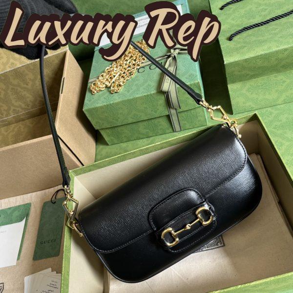 Replica Gucci Women Dionysus Small Shoulder Bag Black Leather GG Supreme Canvas 4