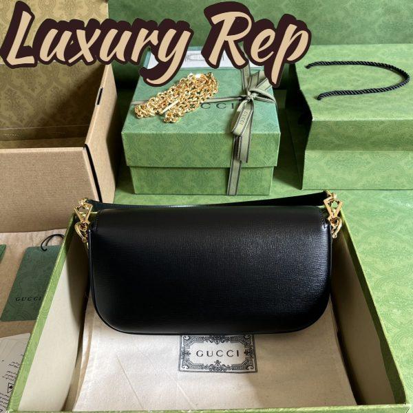 Replica Gucci Women Dionysus Small Shoulder Bag Black Leather GG Supreme Canvas 5