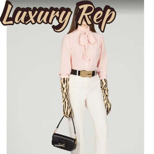 Replica Gucci Women Dionysus Small Shoulder Bag Black Leather GG Supreme Canvas 12