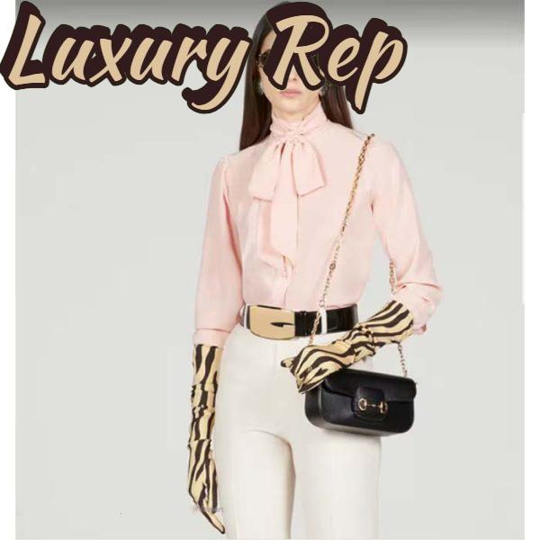 Replica Gucci Women Dionysus Small Shoulder Bag Black Leather GG Supreme Canvas 13