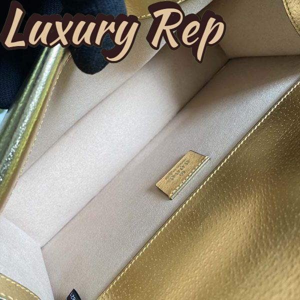 Replica Gucci Women Dionysus Small Shoulder Bag Gold Lamé Leather Tiger Head 10