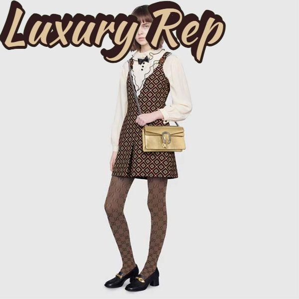 Replica Gucci Women Dionysus Small Shoulder Bag Gold Lamé Leather Tiger Head 13