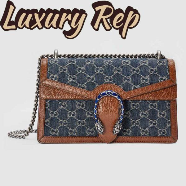 Replica Gucci Women Dionysus Small Shoulder Bag Washed Organic GG Jacquard Denim