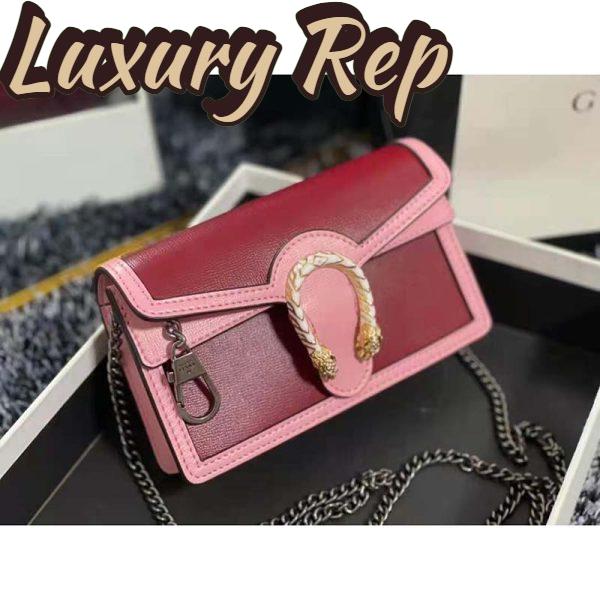 Replica Gucci Women Dionysus Super Mini Bag Dark Red Leather with Pink Trim 4