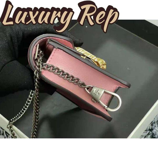 Replica Gucci Women Dionysus Super Mini Bag Dark Red Leather with Pink Trim 7