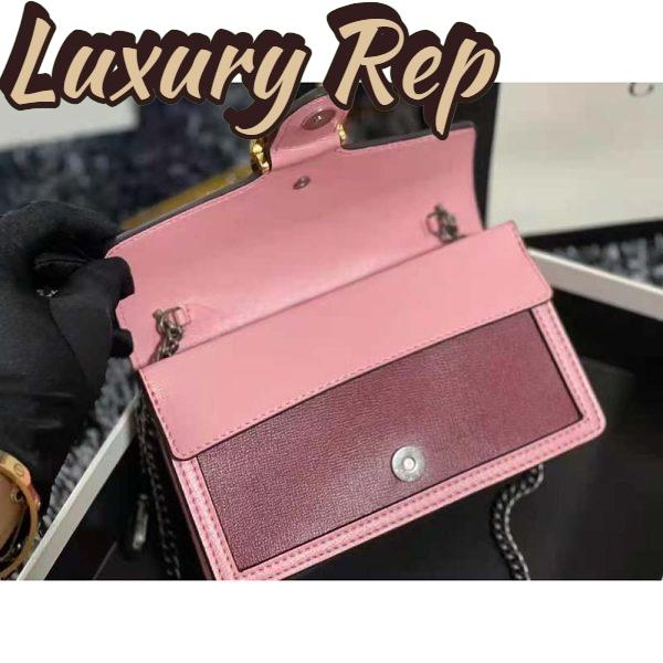 Replica Gucci Women Dionysus Super Mini Bag Dark Red Leather with Pink Trim 9