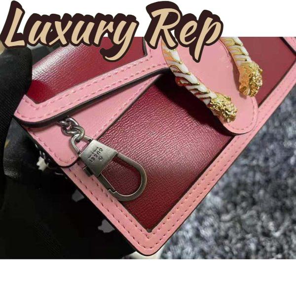 Replica Gucci Women Dionysus Super Mini Bag Dark Red Leather with Pink Trim 10