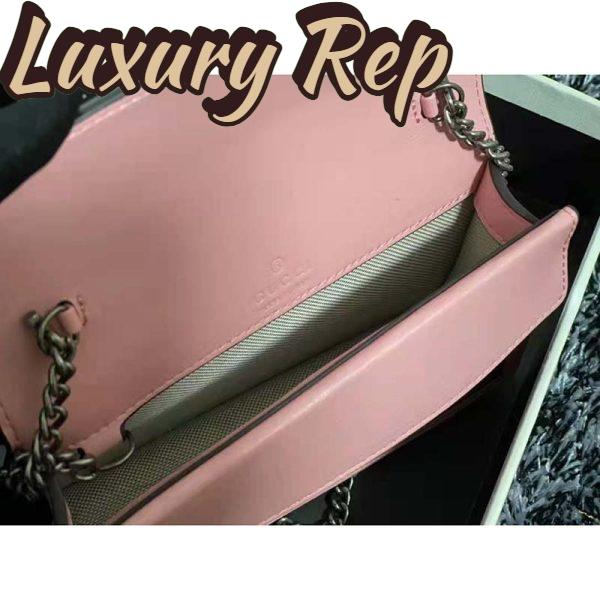 Replica Gucci Women Dionysus Super Mini Bag Dark Red Leather with Pink Trim 11