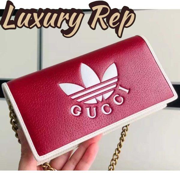 Replica Gucci Women GG Adidas x Gucci Wallet Chain Red Off-White Leather Interlocking G 3