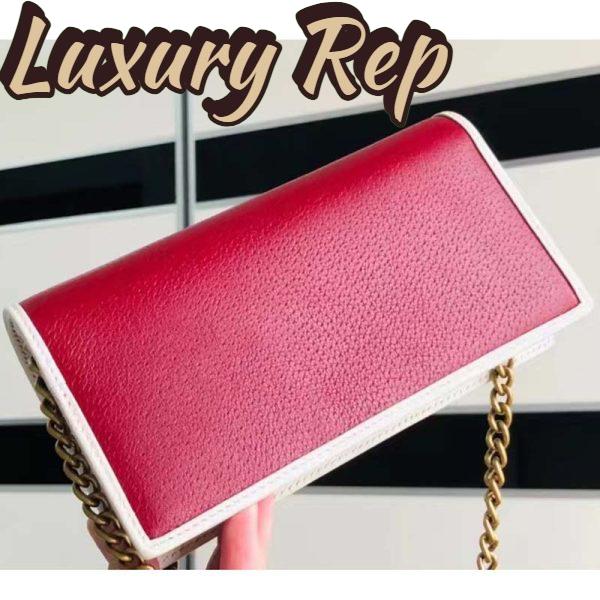 Replica Gucci Women GG Adidas x Gucci Wallet Chain Red Off-White Leather Interlocking G 4