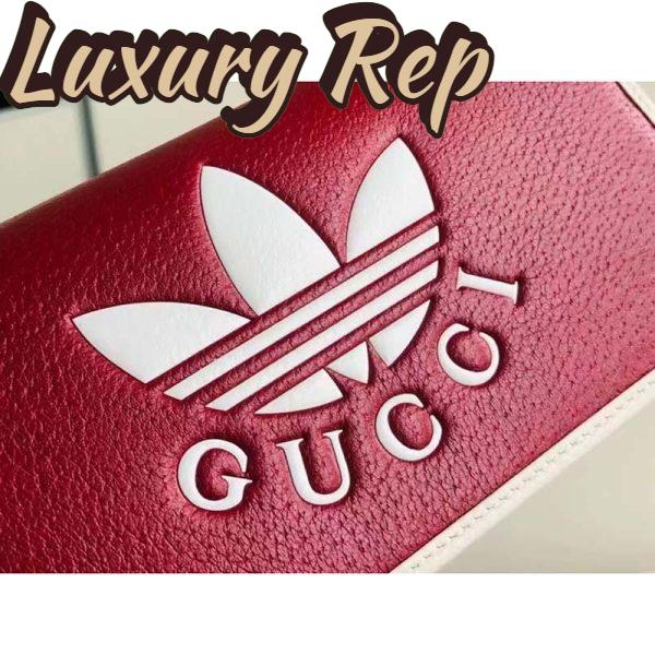 Replica Gucci Women GG Adidas x Gucci Wallet Chain Red Off-White Leather Interlocking G 5