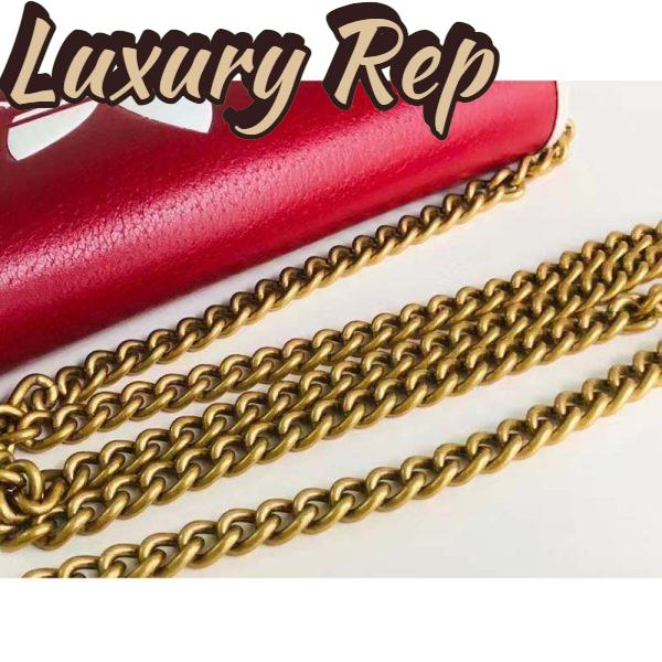 Replica Gucci Women GG Adidas x Gucci Wallet Chain Red Off-White Leather Interlocking G 10